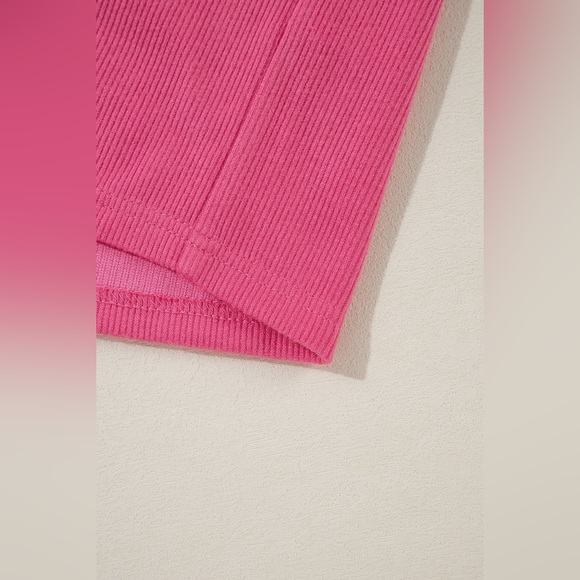 Sachet Pink Flower Patchwork Ruffled
Sleeve Ribbed Knit Drop Shoulder Top Boho - Picture 10 of 11